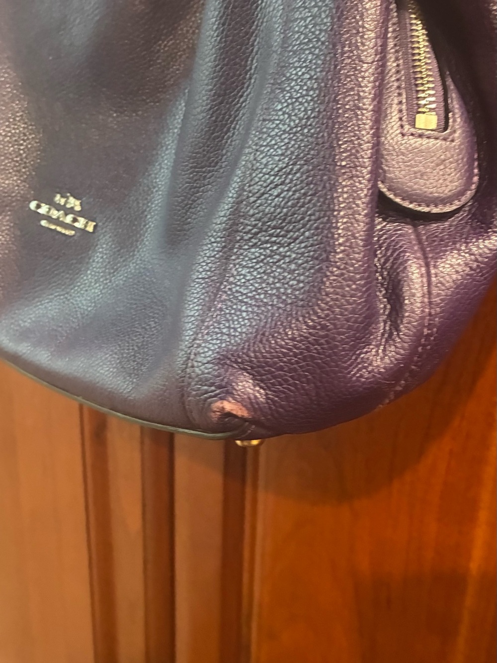 Purple Coach Edie pebbled leather shoulder handbag - Picture 8 of 14